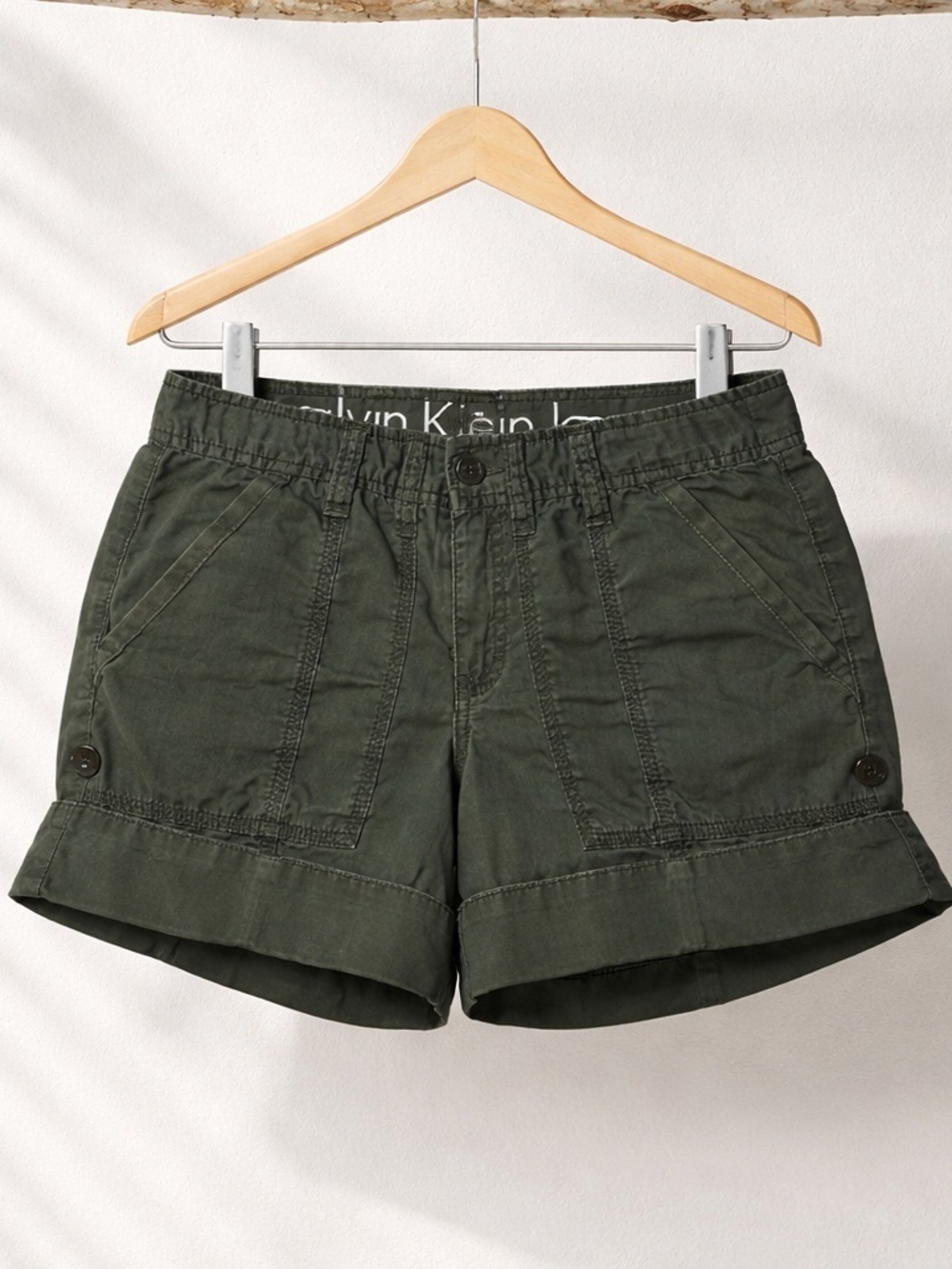 Calvin Klein Jeans Dark Green Cargo Shorts | Size 6